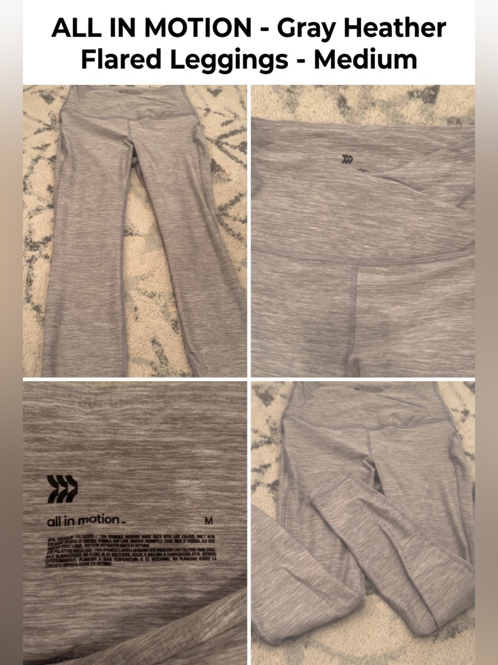 All In Motion Neutral-Gray/Tan(ish) Athletic Leggings. Medium.